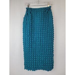 Amanda Uprichard Popcorn Bubble Artsy Teal Stretchy Skirt Womens Size Small